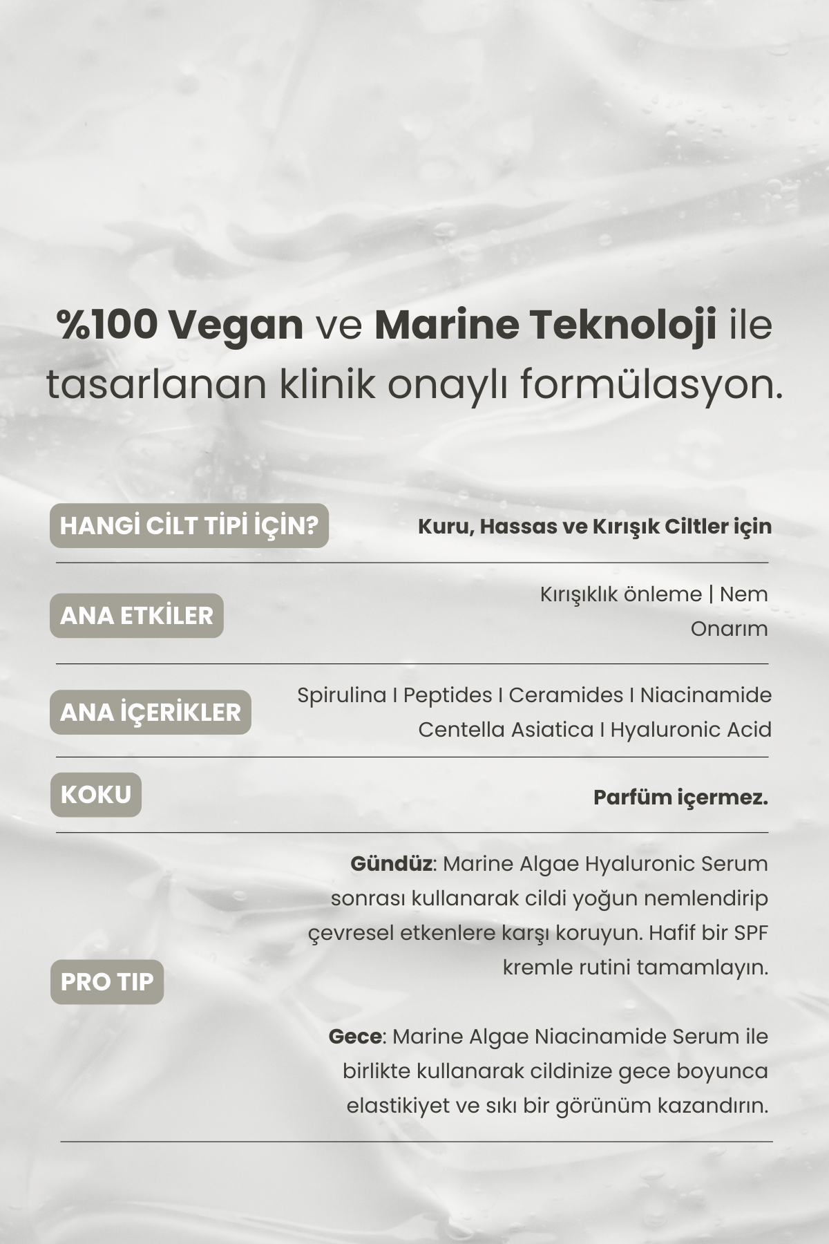 Marine Algae Bariyer Onarıcı ve Besleyici Peptit Yüz Kremi 50 ml