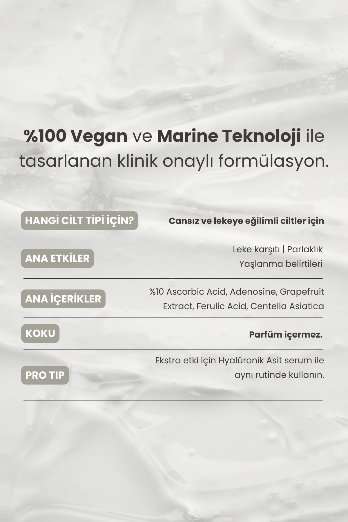 Marine Algae Cilt Tonu Eşitleyici ve Aydınlatıcı Vitamin C Serum 30 ml