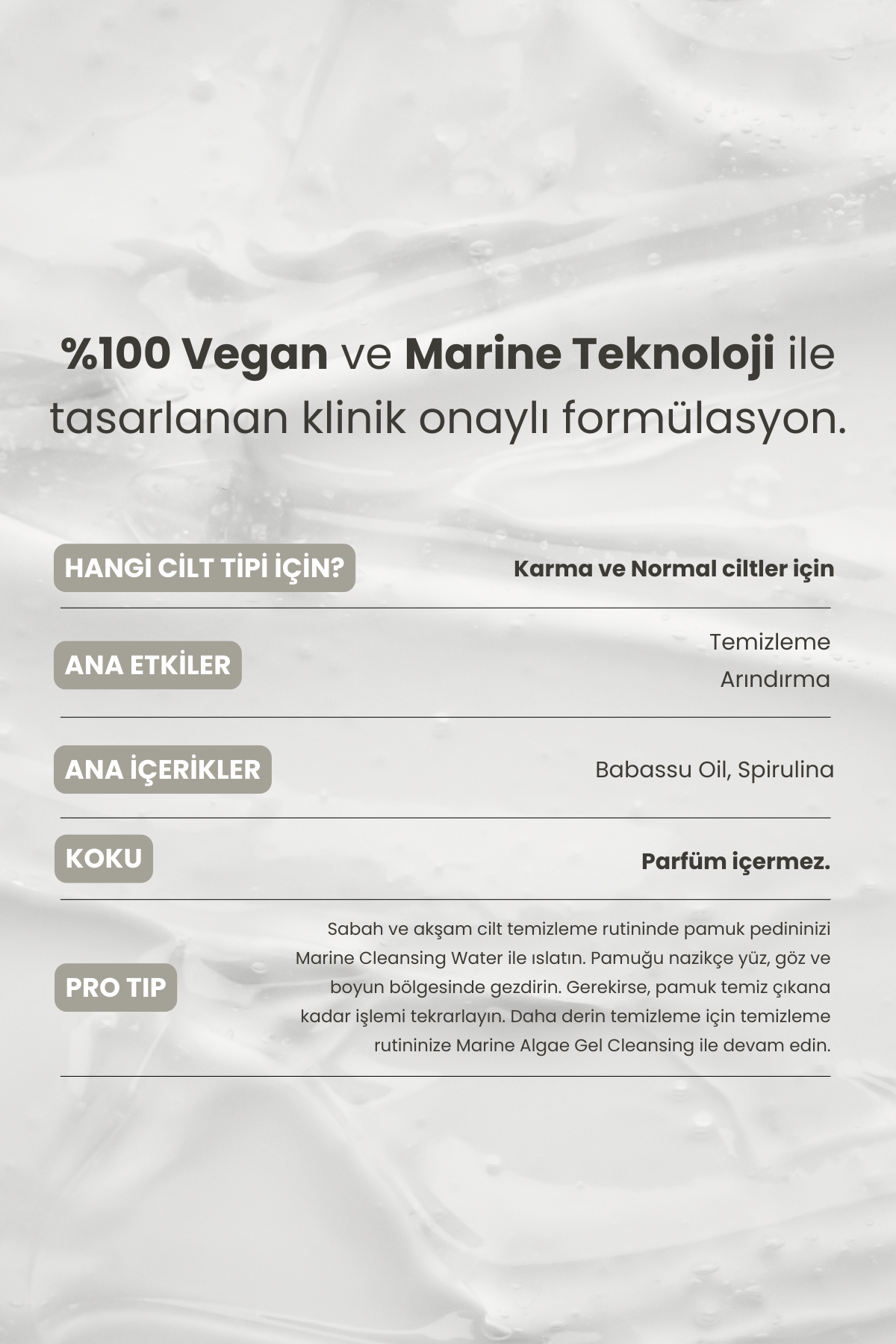 Marine Algae Arındırıcı Micellar Yüz Temizleme Suyu 250 ml