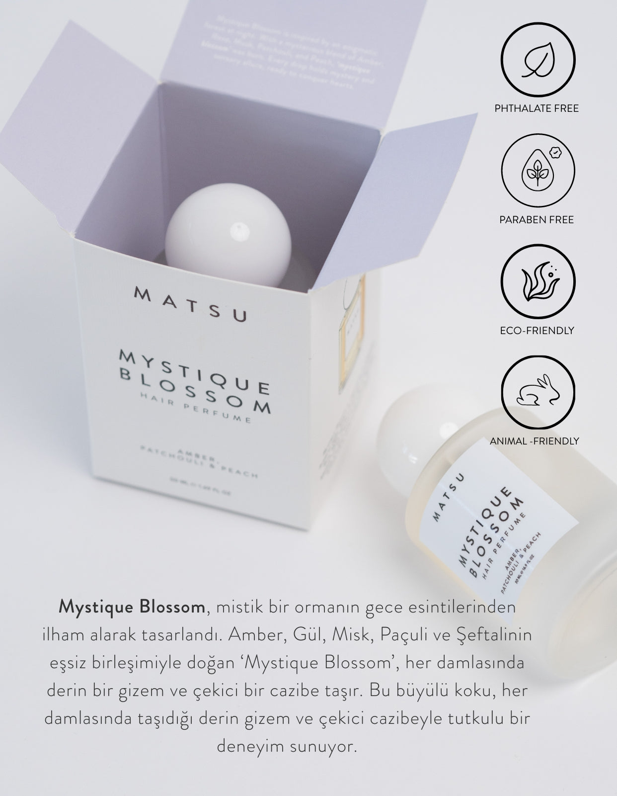 Mystique Blossom Saç Parfümü 50 ml | Beyaz Çiçekler, Odunsu Notalar | Hair Mist