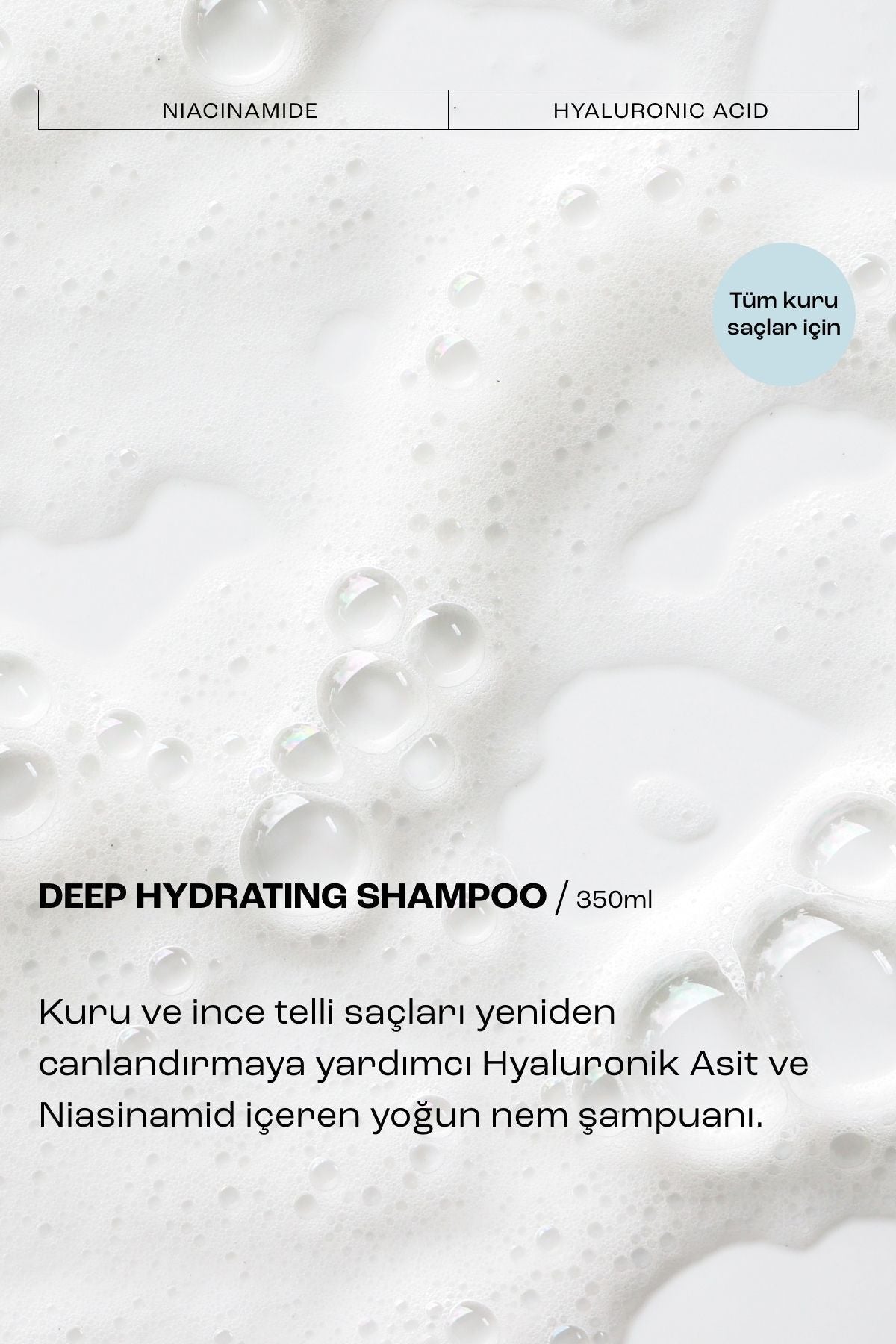 Kuru Saçlar için Yoğun Nemlendirici ve Kopma Karşıtı Deep Hydrating Saç Bakım Şampuanı 100 ml