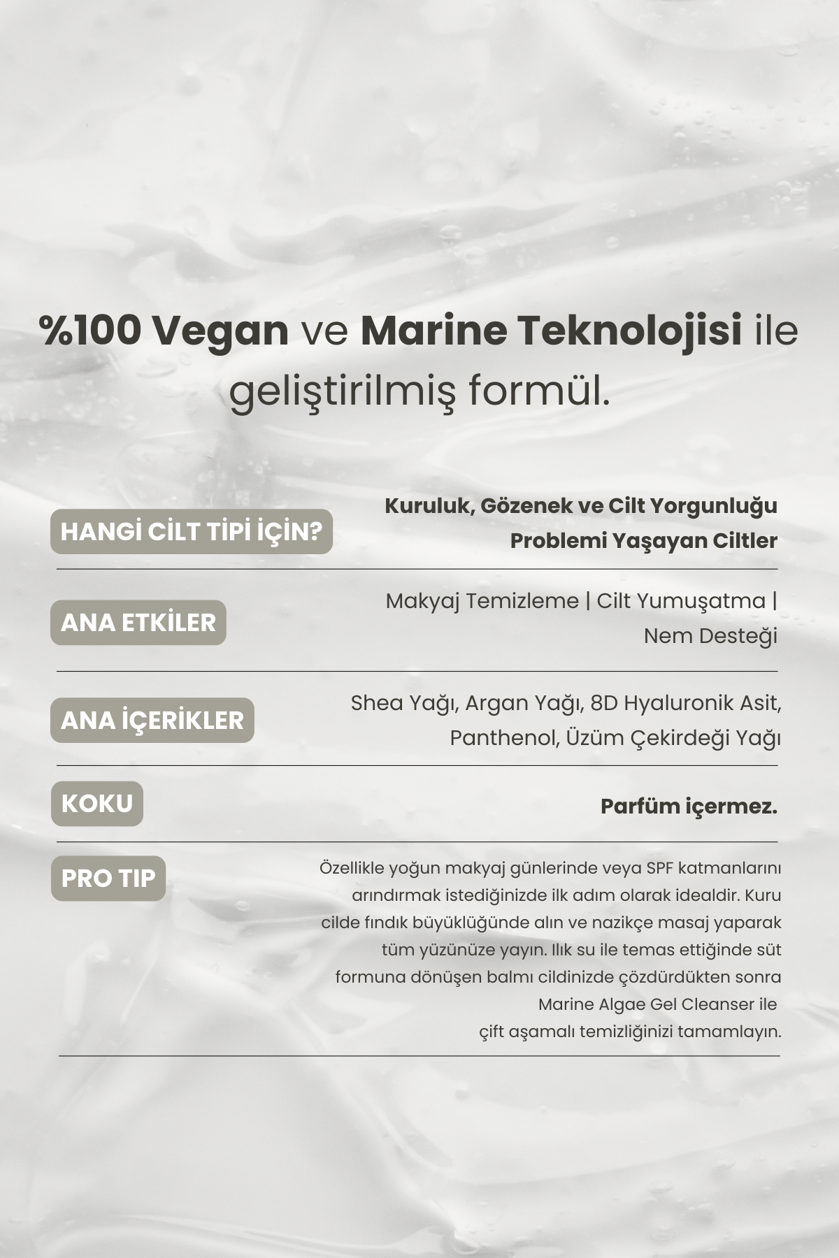 Marine Algae Cleansing Balm | 8D Hyalüronik Asit & Spirulina | Mıknatıs Etkili Arındırma ve Yatıştırıcı Bakım| 150 ml