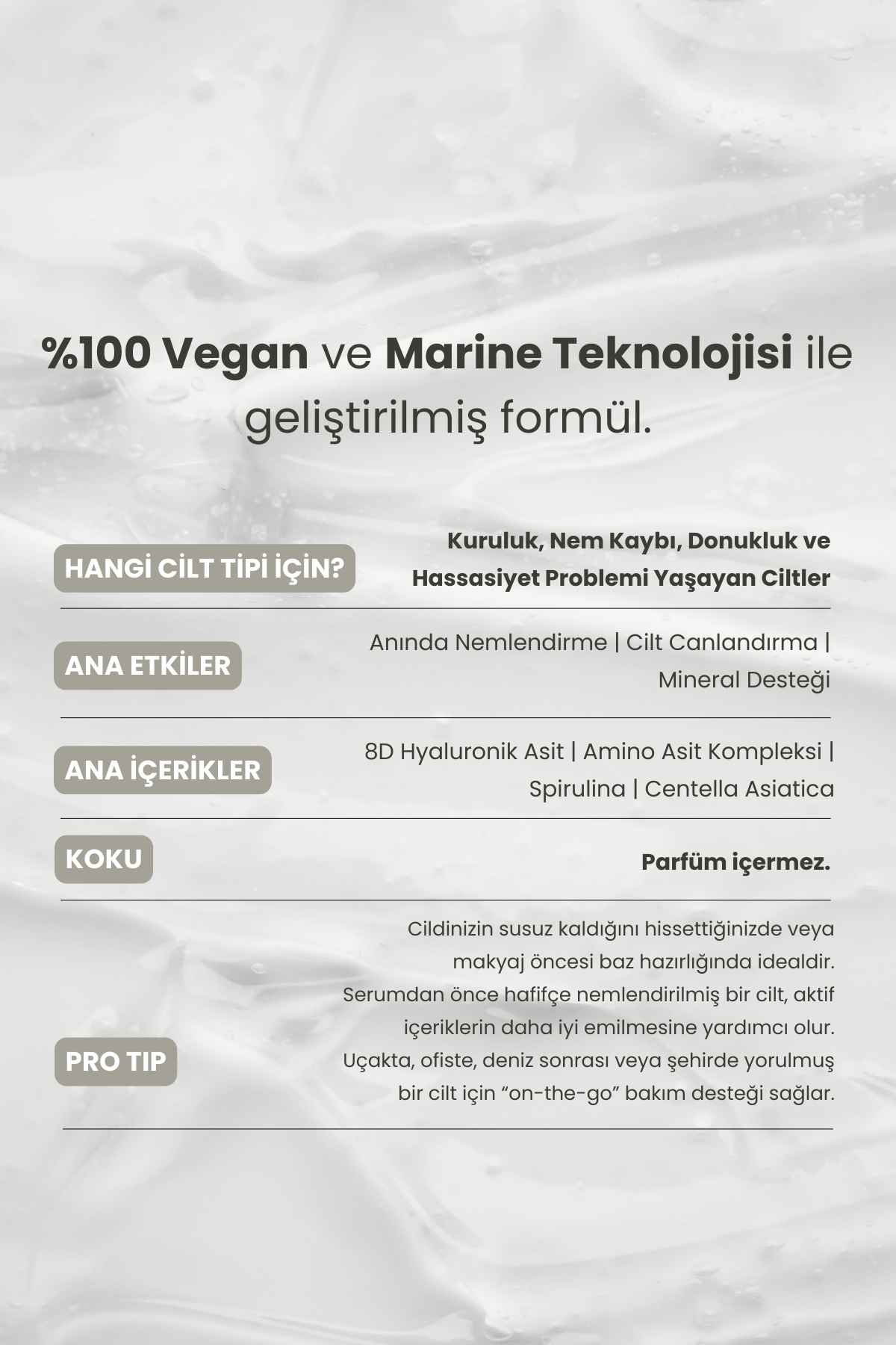 Marine Algae Facial Mist | 8D Hyalüronik Asit & Spirulina | Anında Hidrasyon ve Gözenek Rafine Edici | 100 ml