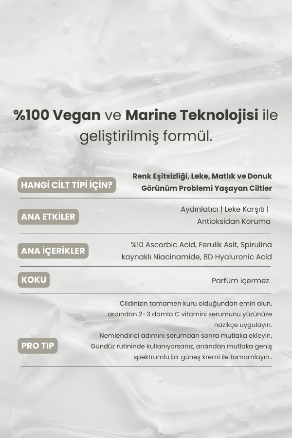 Marine Algae Brightening, Tone Equalizing Vitamin C Serum / 30 ml