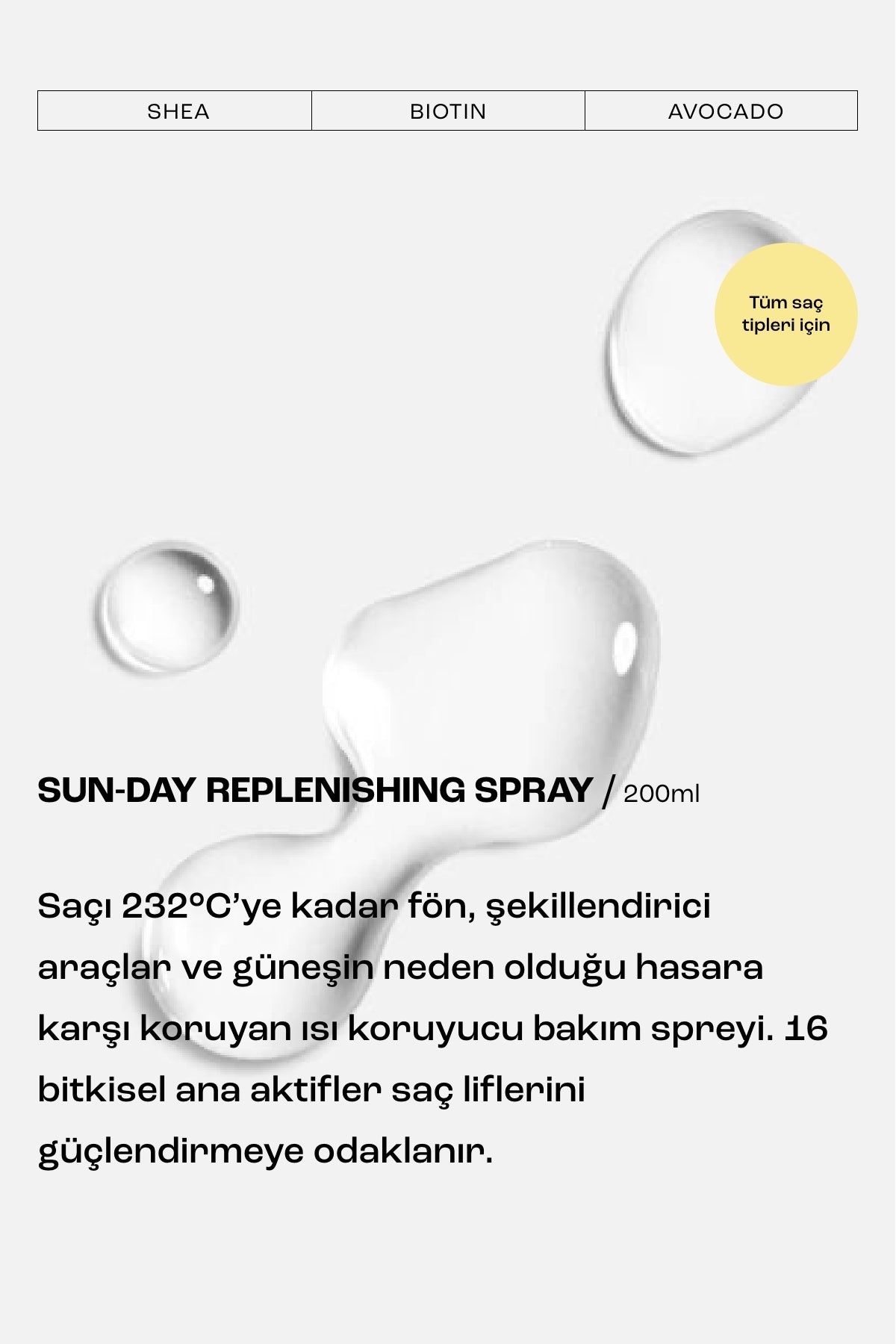 Sun Day Isı & Güneş Koruyucu Bakım Spreyi | 232°C Isı Koruması & UV Kalkanı Seyahat Boy 100 ml